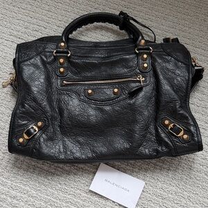 Authentic Balenciaga City GHW Black Lambskin Bag
